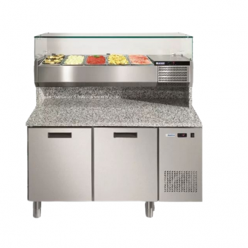 Meuble de pr�paration pizza 2 portes avec console AFINOX